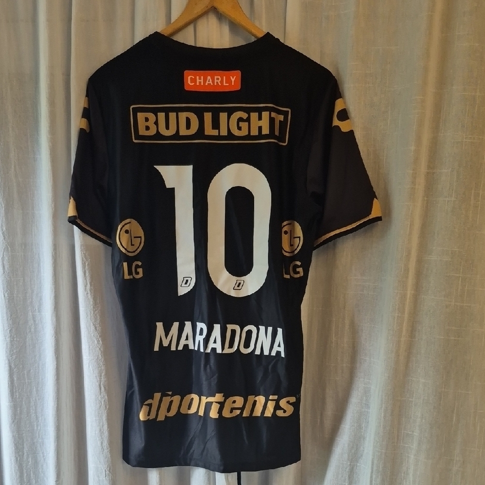 Diego Maradona Dorados SINALOA Soccer Futbol Charly Black Gold Jersey